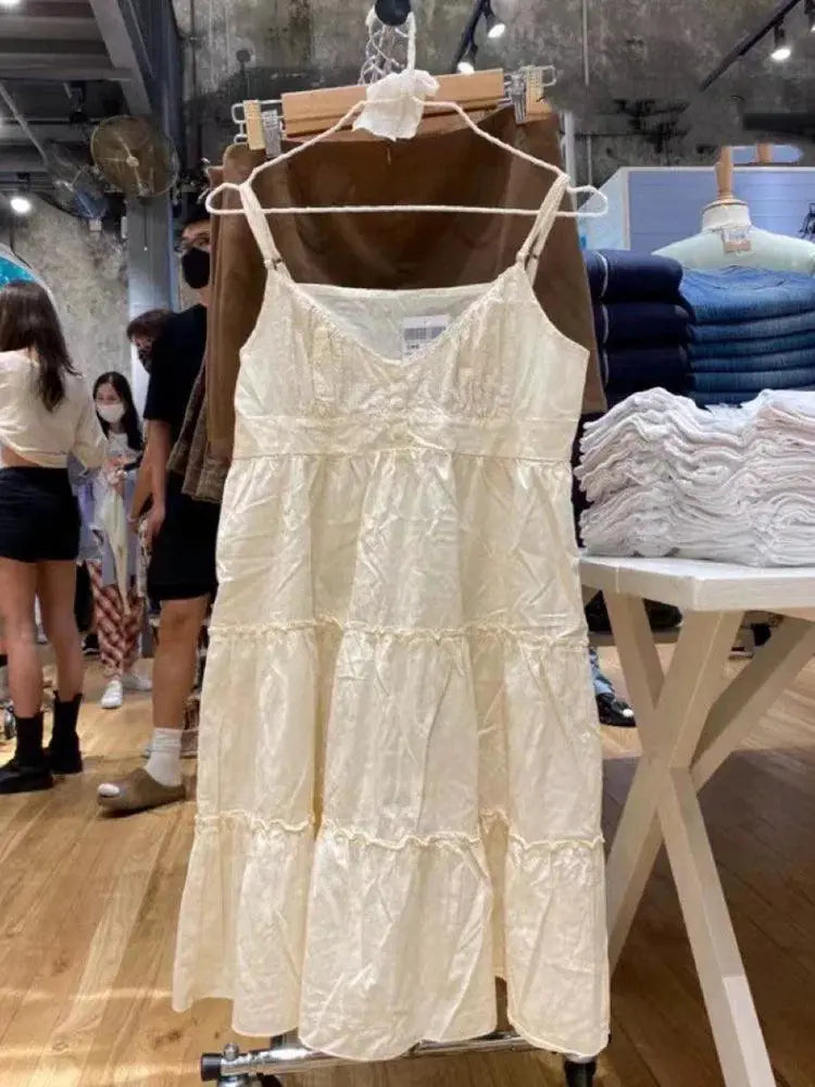 Vintage Lace Sling Dress Elegant Summer Fashion Style