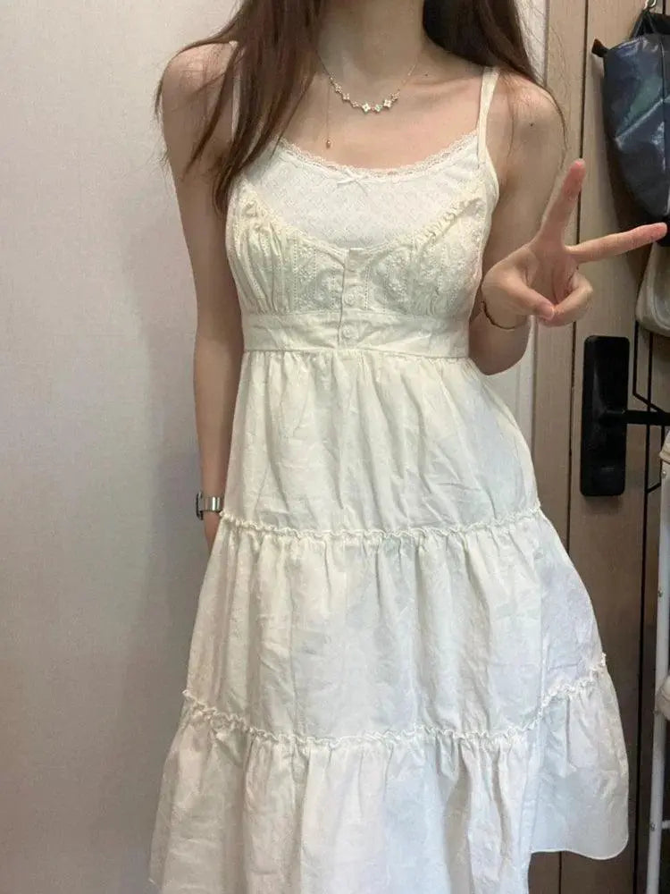 Vintage Lace Sling Dress Elegant Summer Fashion Style