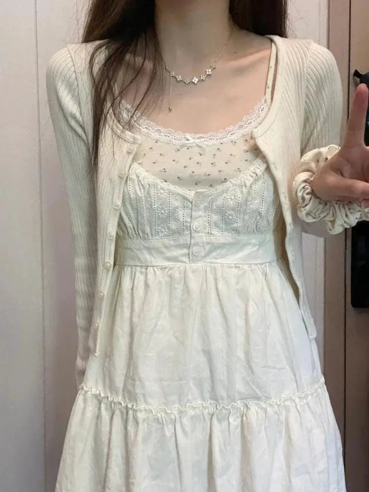 Vintage Lace Sling Dress Elegant Summer Fashion Style