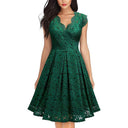 Vintage Lace V-neck Cocktail Dress Elegant Women's Fashion