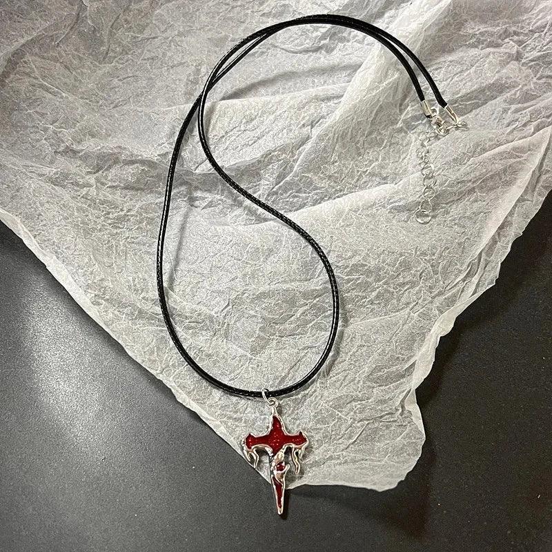 Vintage Leather Star Pendant Necklace Unisex Jewelry Y2K