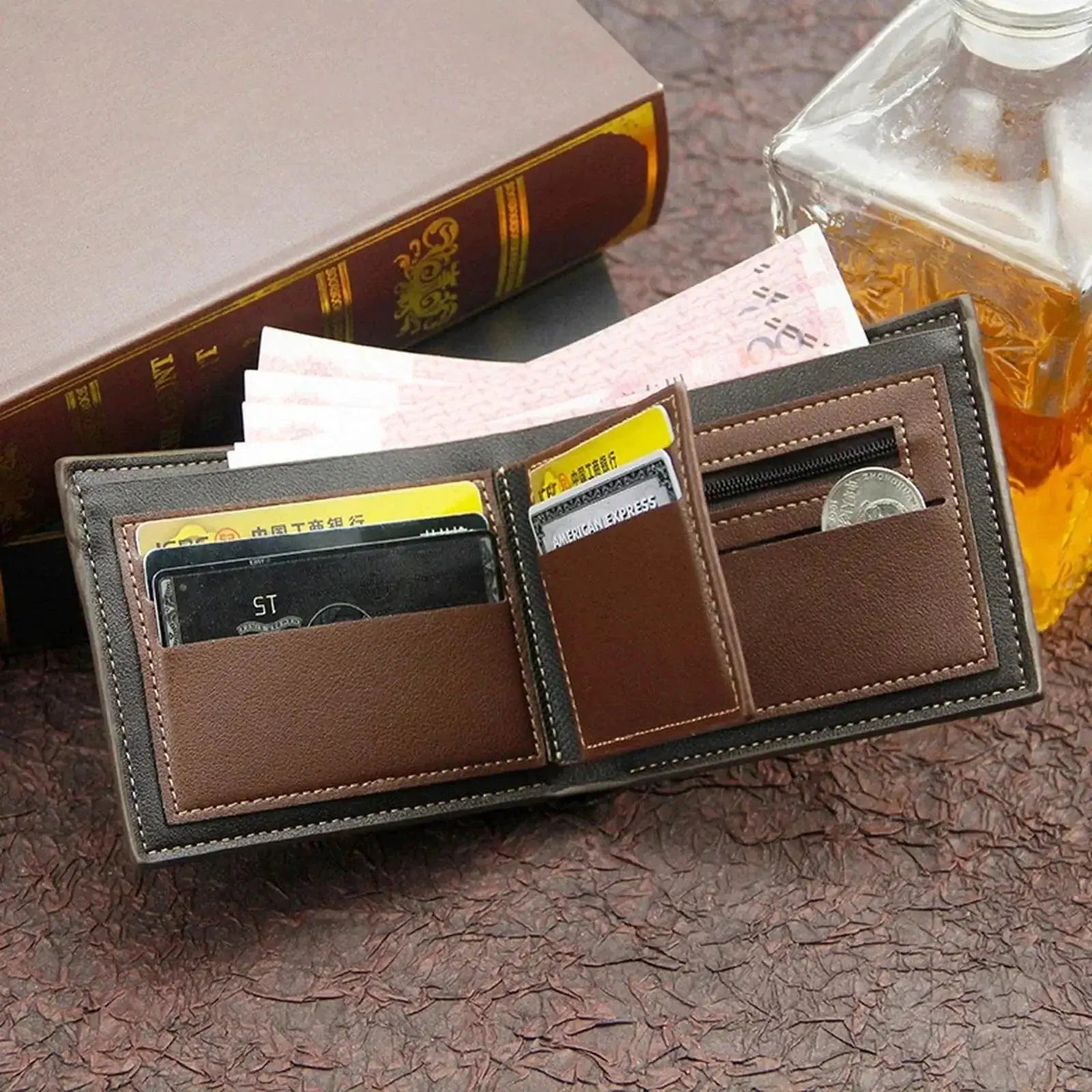 Vintage Men's Leather Wallet Stylish Multi Compartment Purse