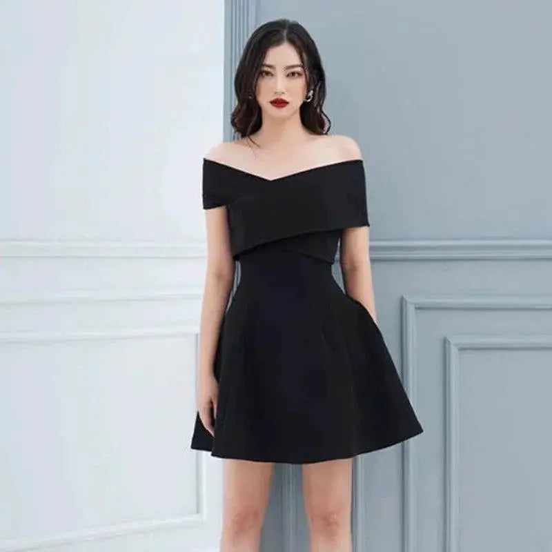 Vintage Socialite Off Shoulder Dress Retro Elegance Charm