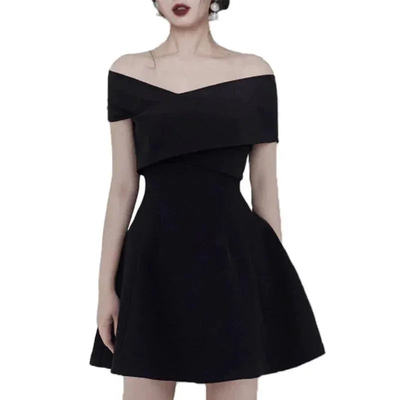 Vintage Socialite Off Shoulder Dress Retro Elegance Charm