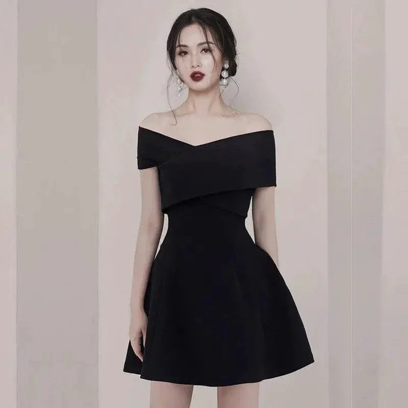 Vintage Socialite Off Shoulder Dress Retro Elegance Charm