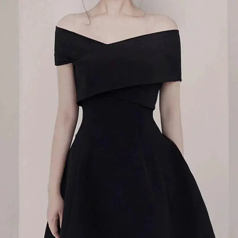 Vintage Socialite Off Shoulder Dress Retro Elegance Charm