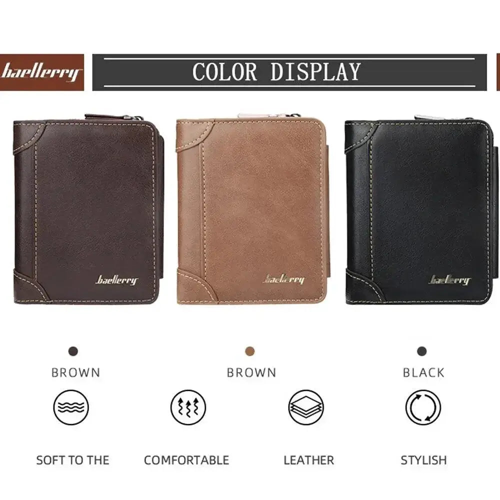 Vintage Style Mens PU Leather Wallet Card Holder Coin Purse