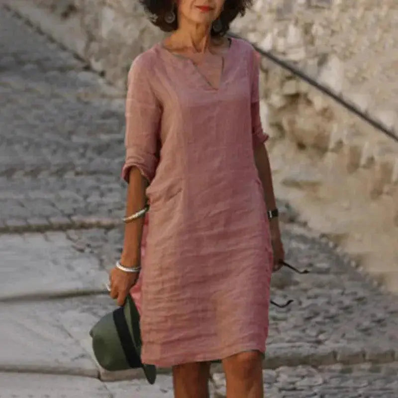 Vintage V Neck Mini Dress For Summer Casual Outfits