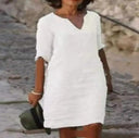 Vintage V-Neck Mini Dress for Summer Casual Outfits