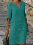 Vintage V-Neck Mini Dress for Summer Casual Outfits