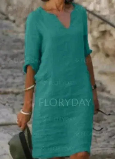 Vintage V Neck Mini Dress For Summer Casual Outfits