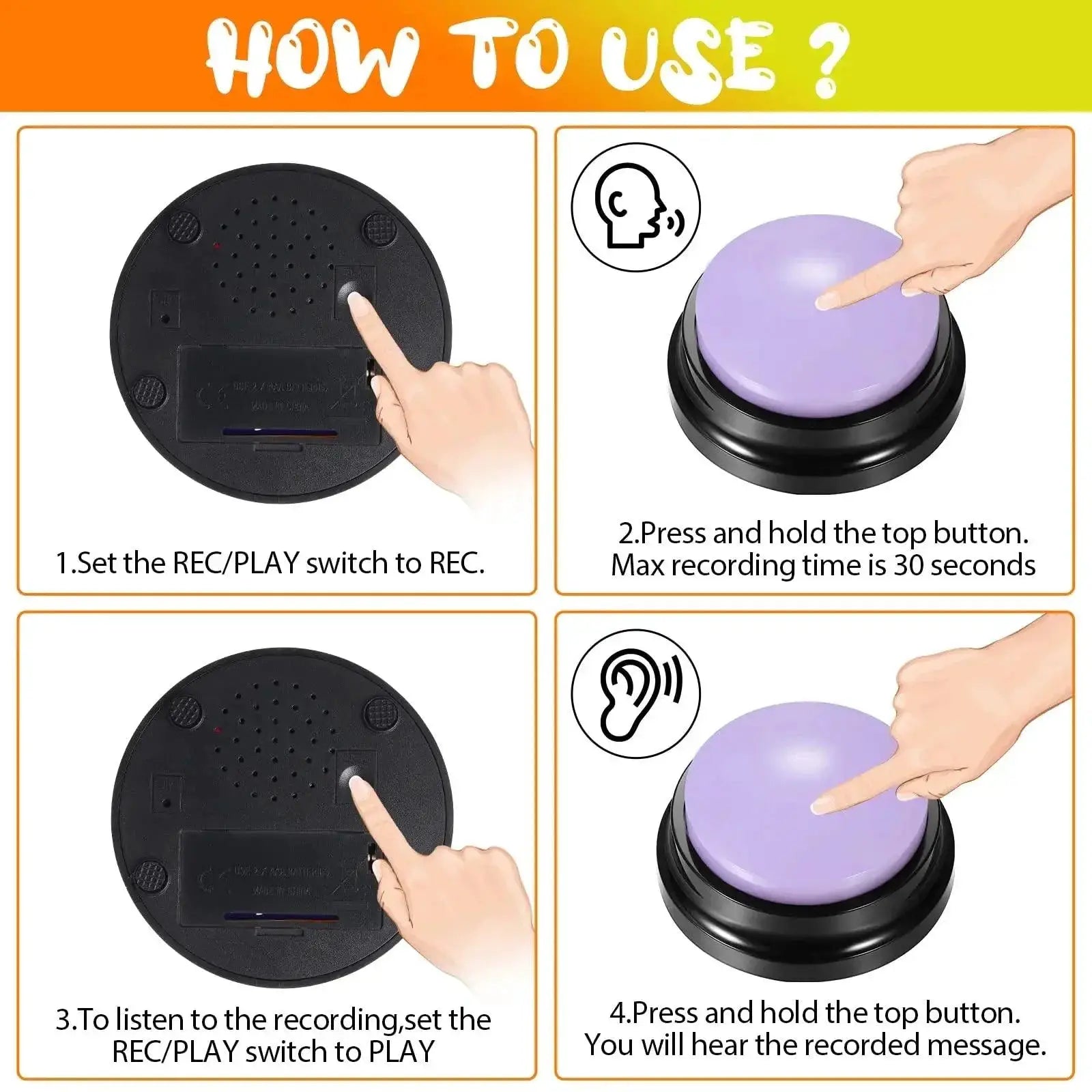 Voice Recording Pet Training Button for Communication Buzzer