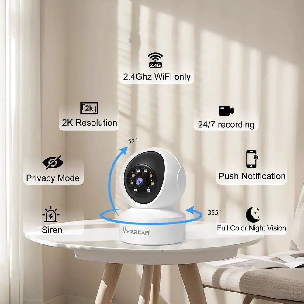 Vstarcam Indoor Security Camera 360 Coverage Night Vision 2 - Way Audio Alerts