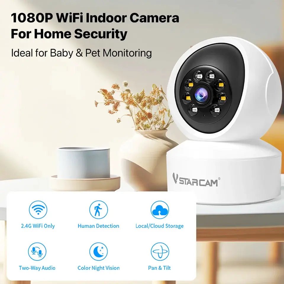 Vstarcam Indoor Security Camera 360 Coverage Night Vision 2 - Way Audio Alerts