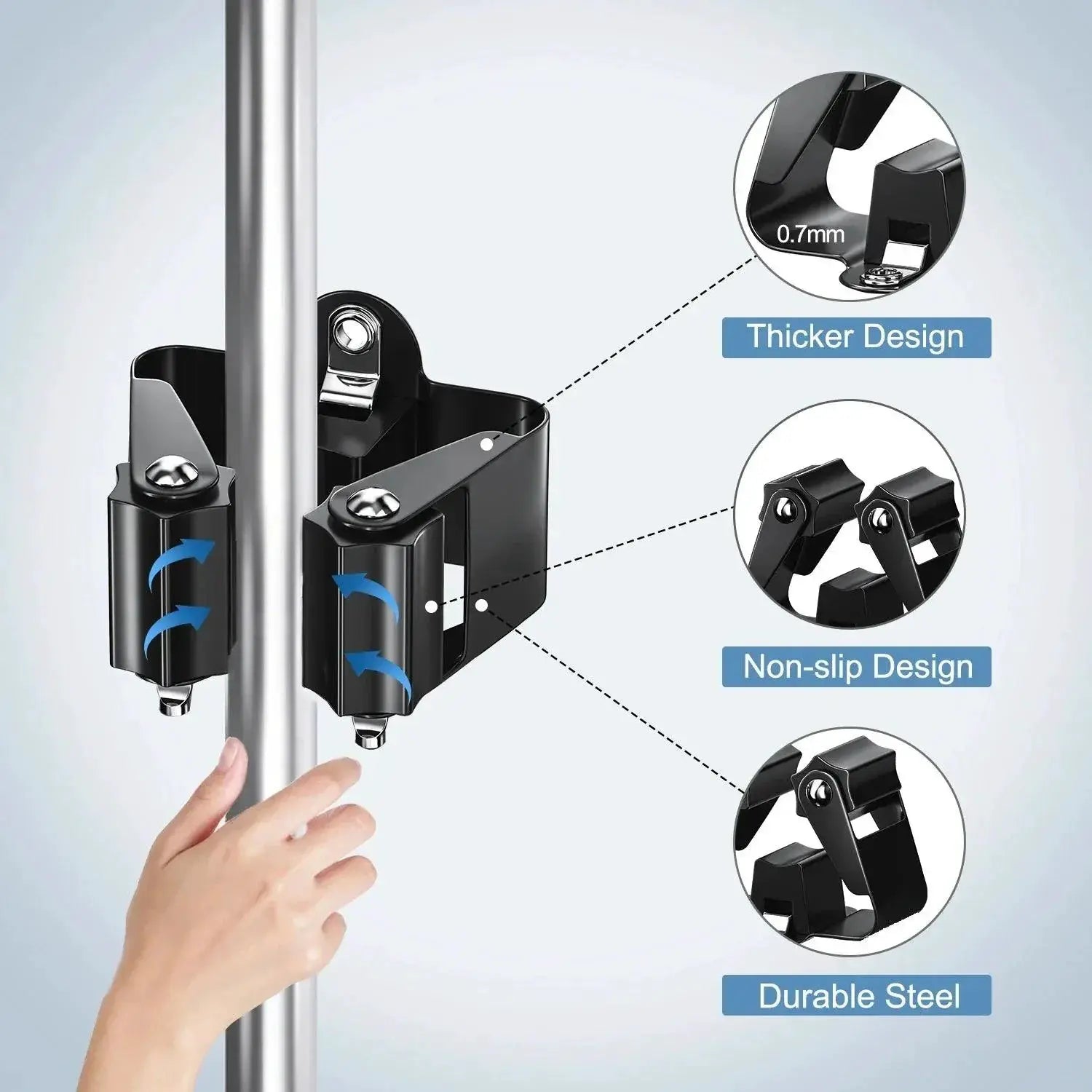 Wall Mounted Broom Holder Rack Multi Purpose Organizer