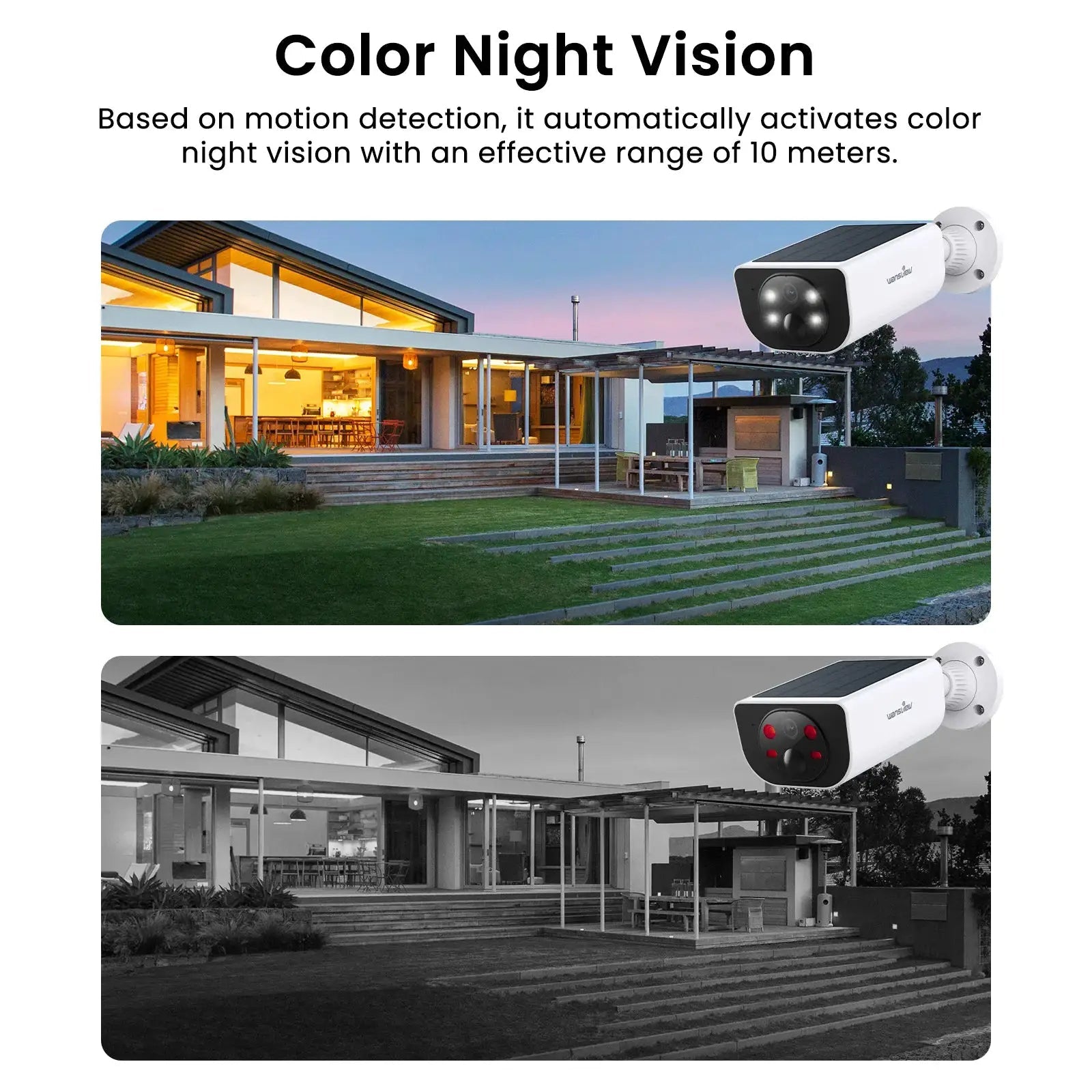 Wansview Outdoor Solar Security Camera AI 3MP Color Night Vision With Battery