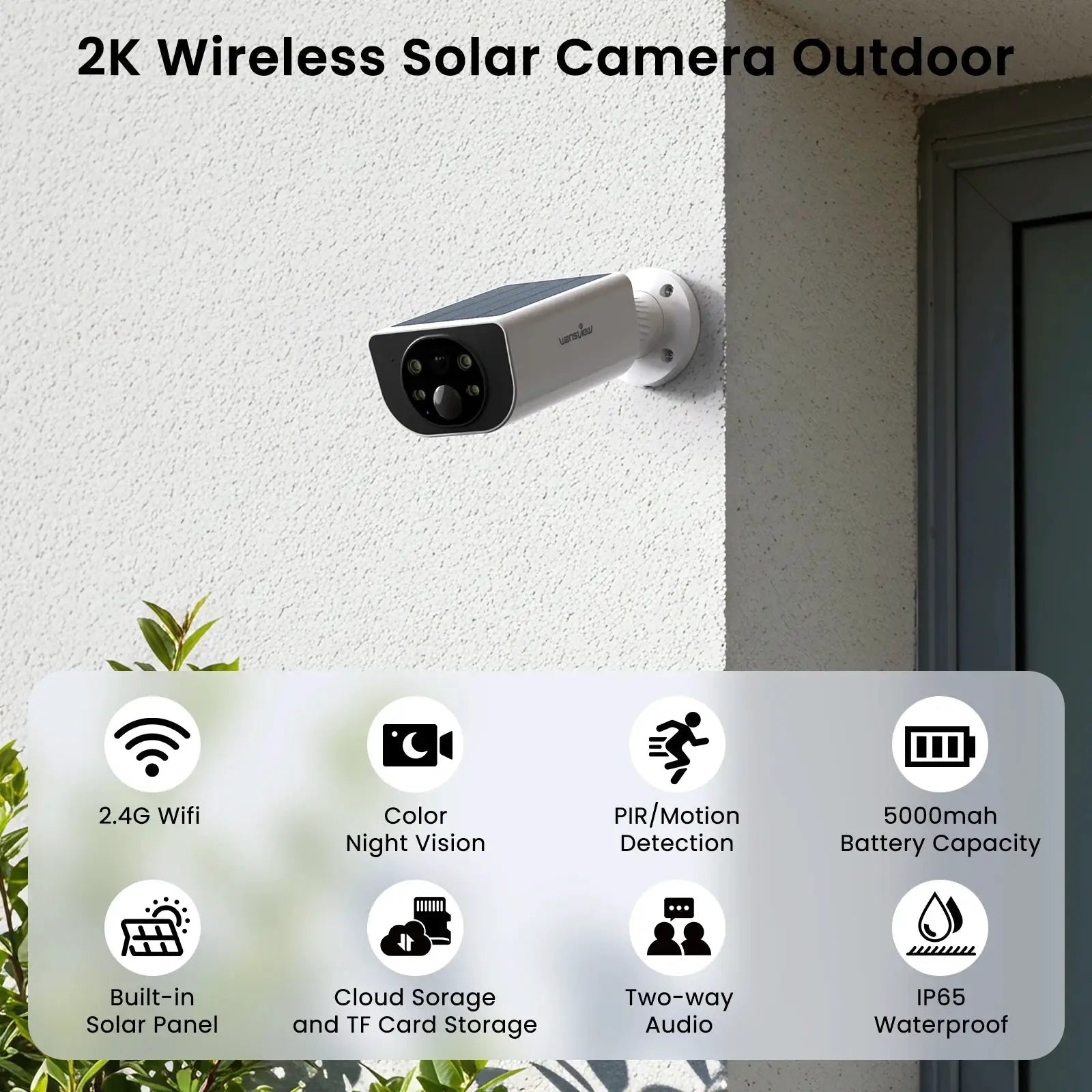 Wansview Outdoor Solar Security Camera AI 3MP Color Night Vision With Battery
