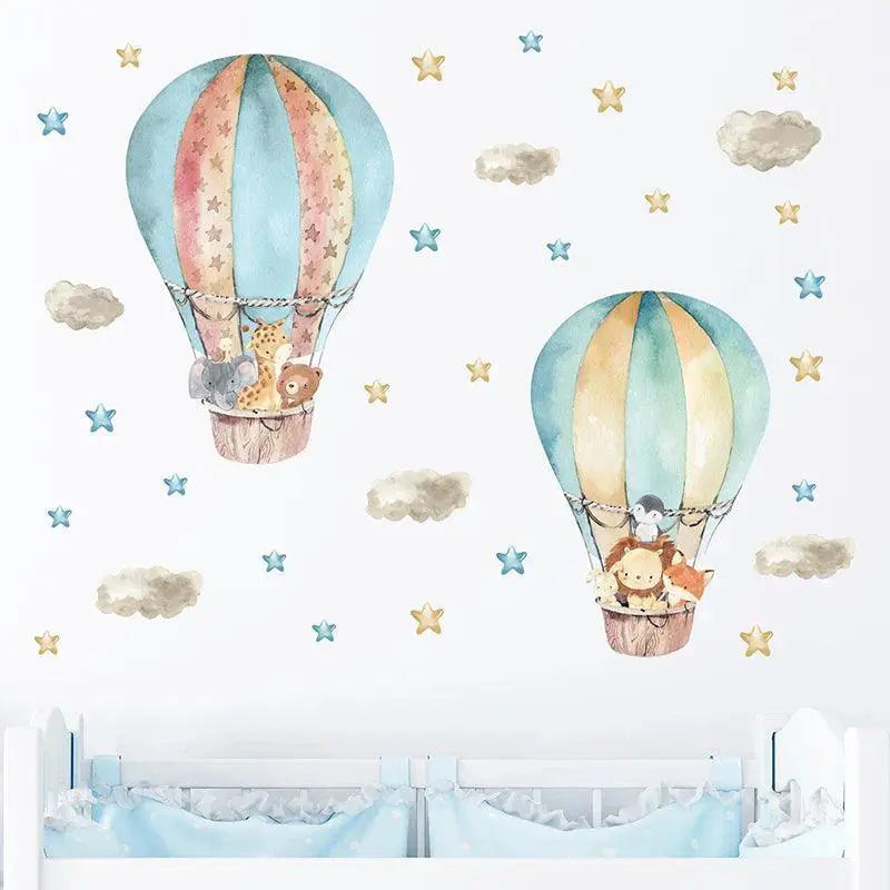 Watercolor Animals Wall Stickers Cute Elephant Giraffe Bear