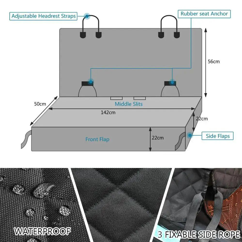 Waterproof Dog Car Seat Cover With Armrest Access Universal