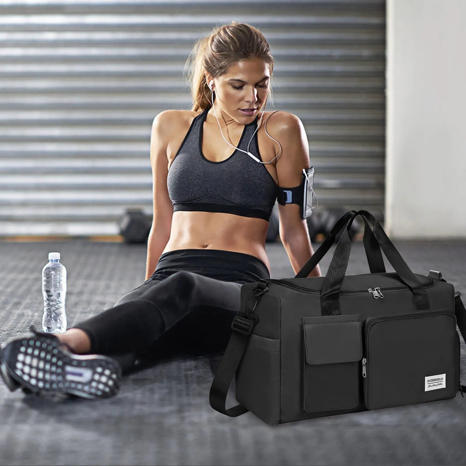 Waterproof Fitness Duffel Bag With Dry And Moist Separation For Travel And Sports