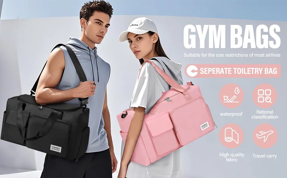 Waterproof Fitness Duffel Bag With Dry And Moist Separation For Travel And Sports