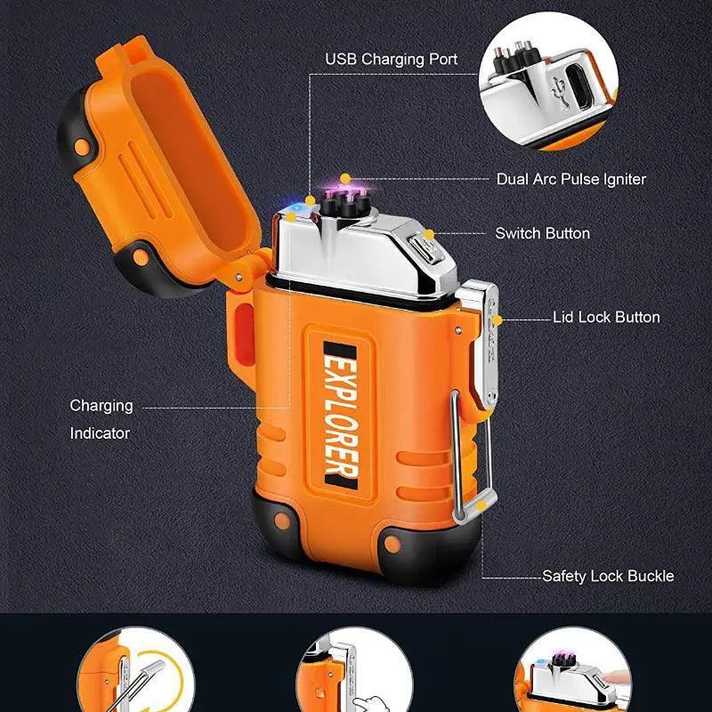 Waterproof Plasma Lighter for Outdoor Adventures Flame