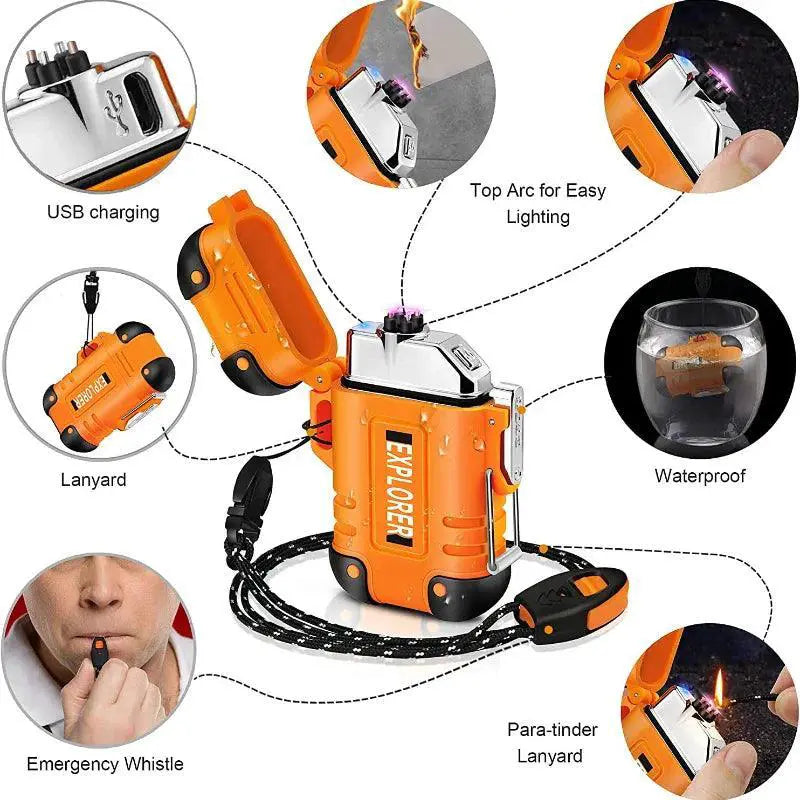 Waterproof Plasma Lighter for Outdoor Adventures Flame