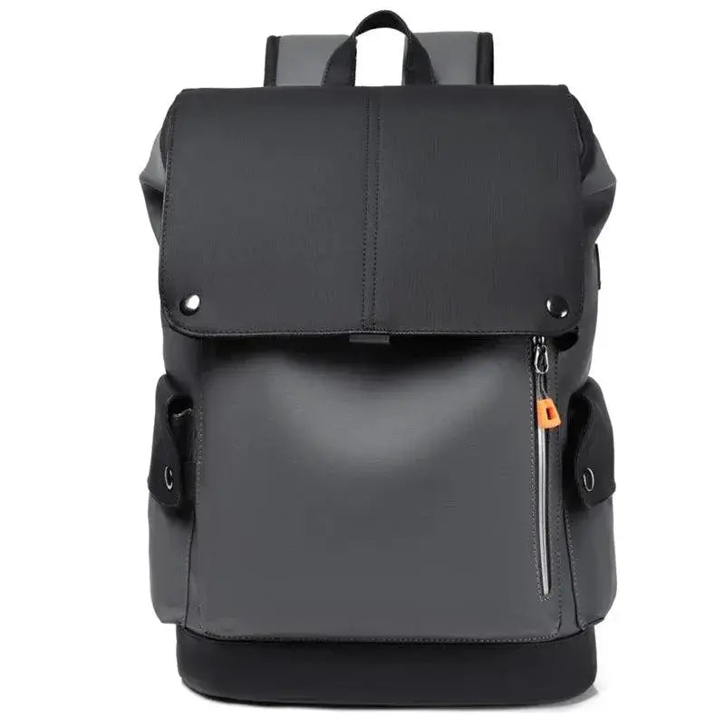 Waterproof PU Leather Laptop Backpack With USB Charging