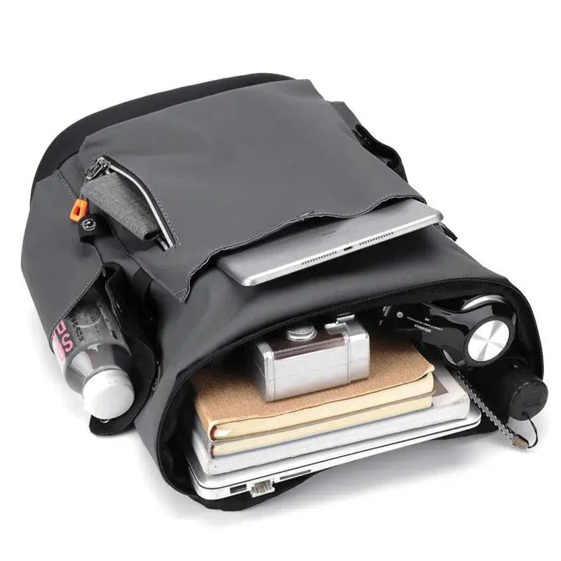 Waterproof PU Leather Laptop Backpack With USB Charging