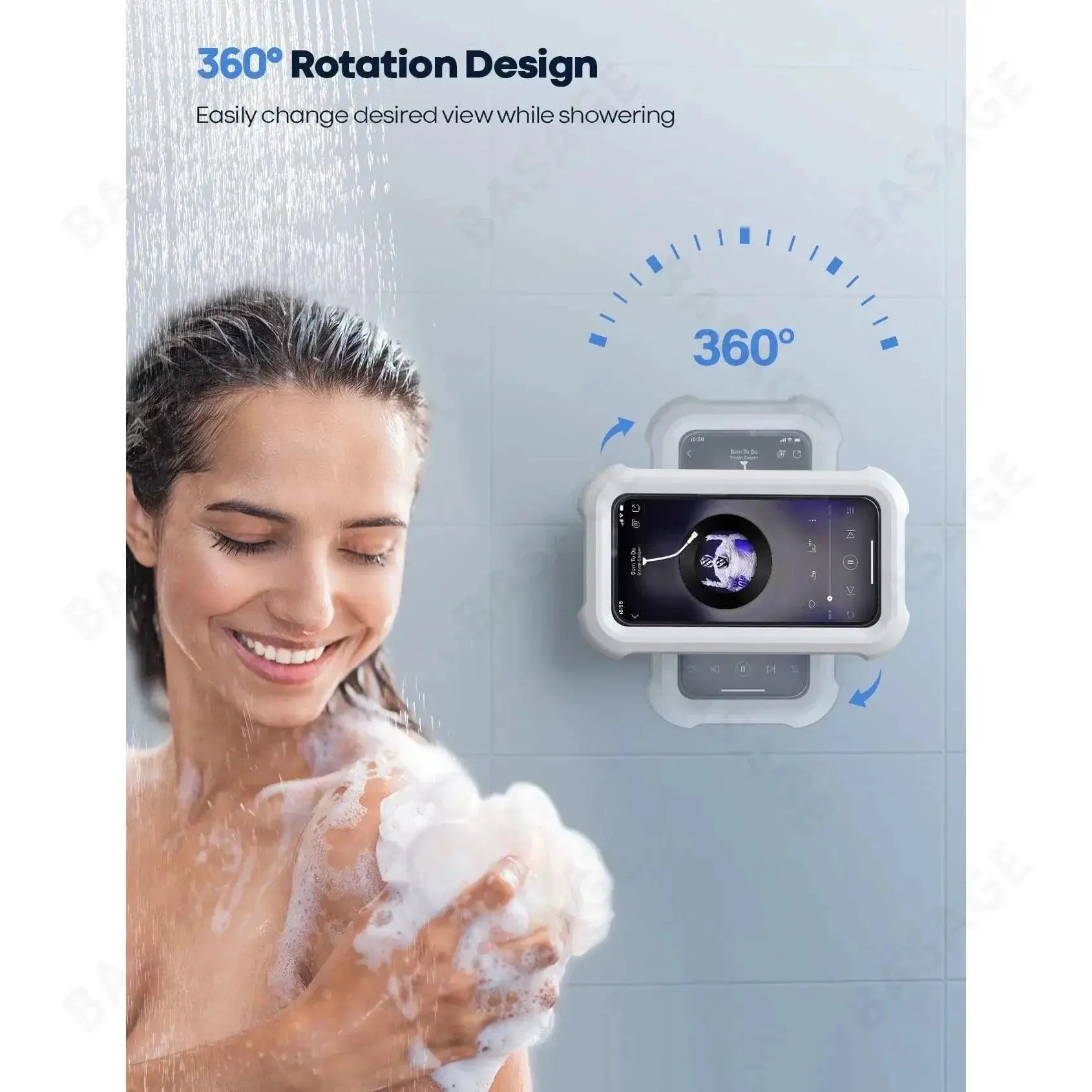 Waterproof Shower Phone Holder With 480 Degree Rotation