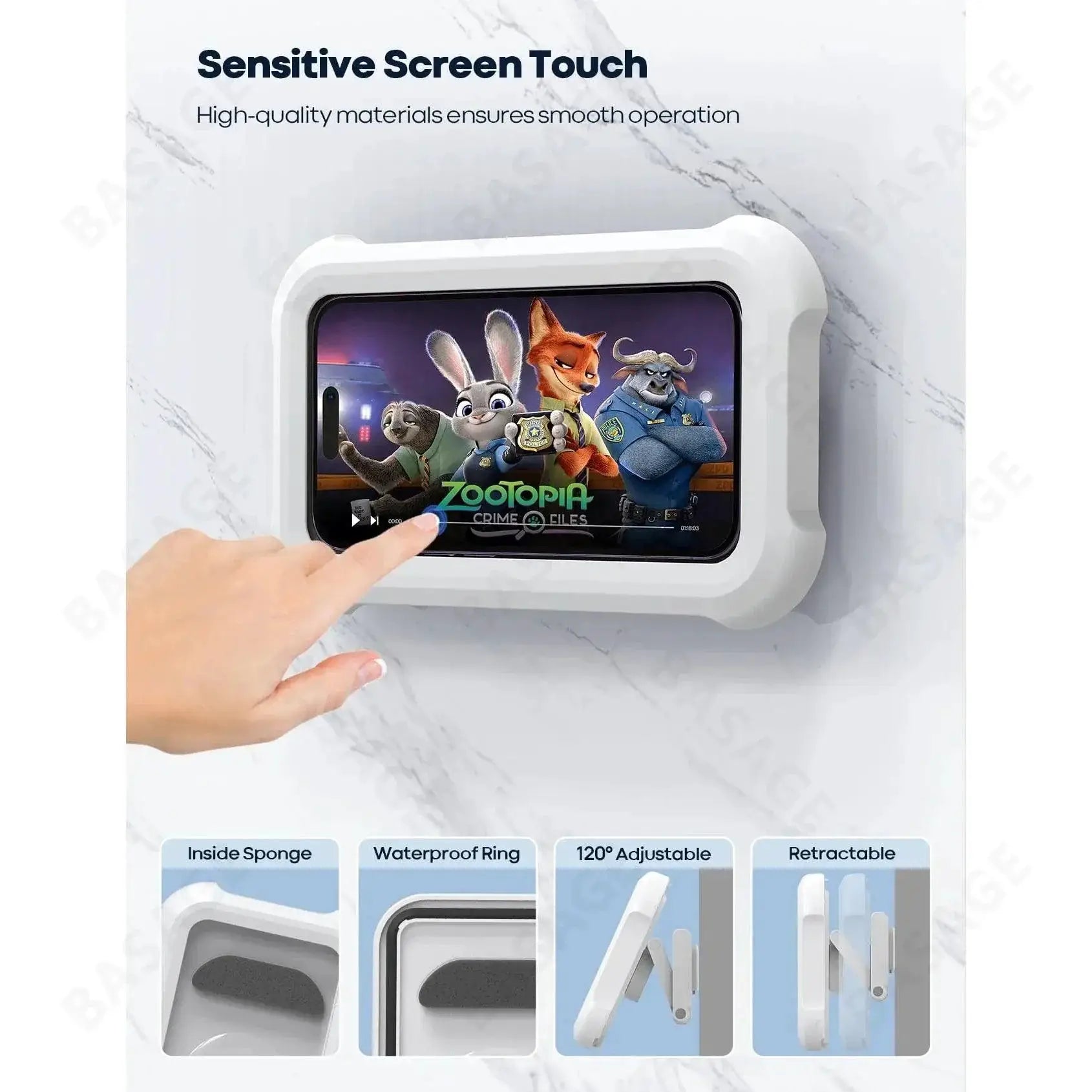Waterproof Shower Phone Holder With 480 Degree Rotation