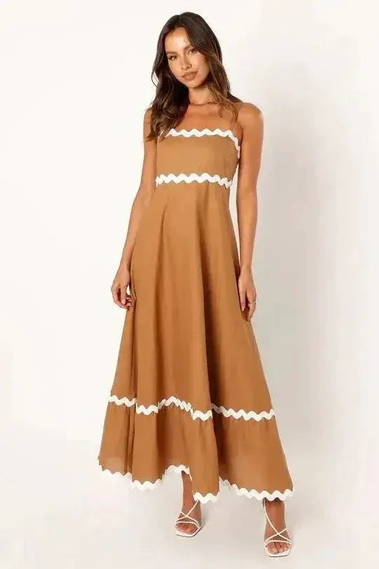 Wave Striped Backless Long Dress All Season Chic Fashion