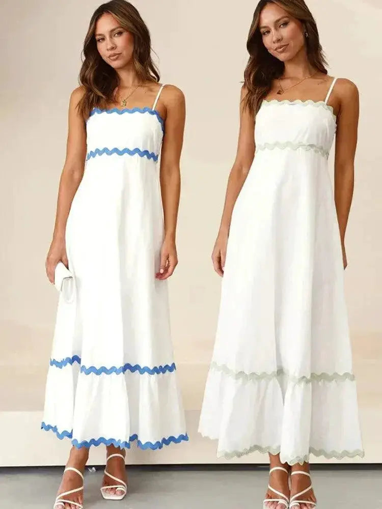 Wave Striped Backless Long Dress All Season Chic Fashion