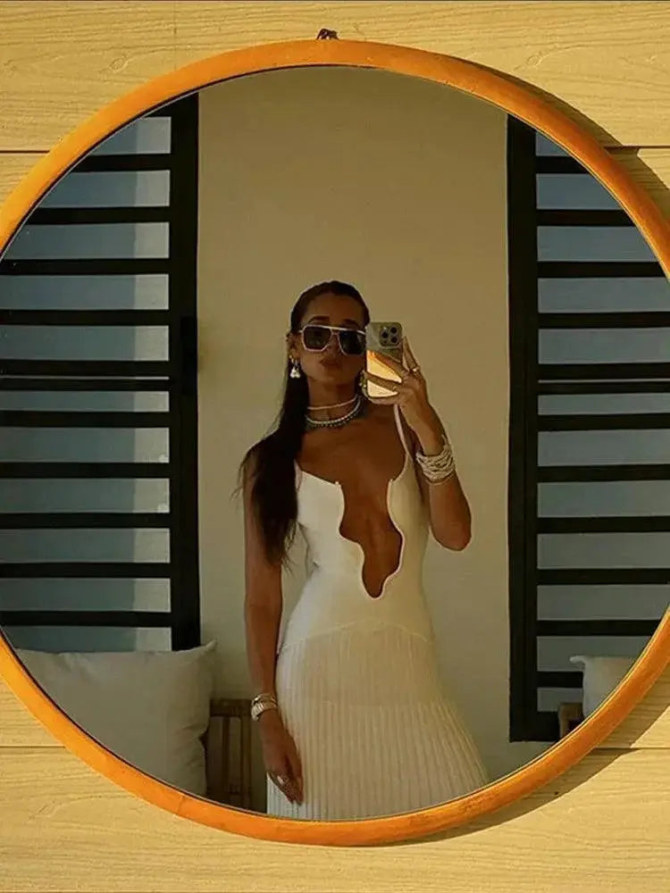 Wavy Hollow Knit Dress Beachwear Chic Summer Statement