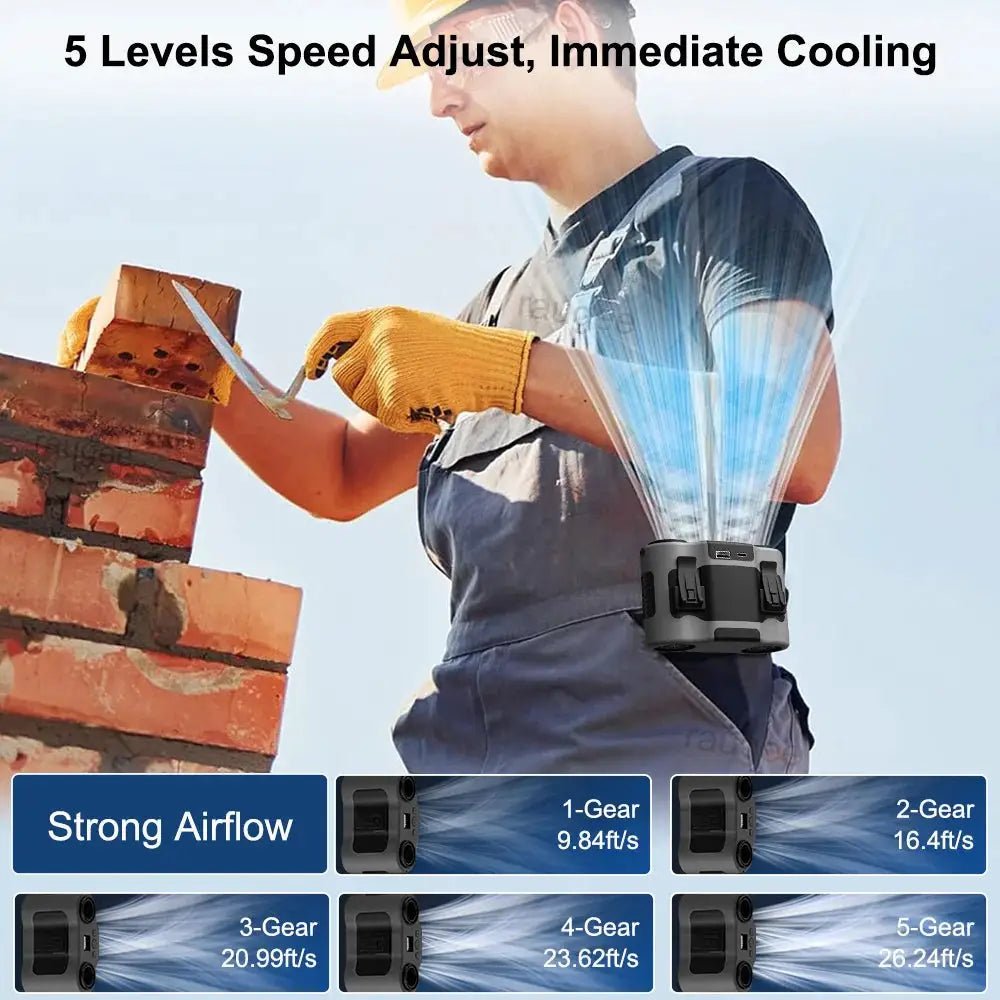 Wearable USB Clip Fan Portable Waist Mount Hands Free Cooling On The Go