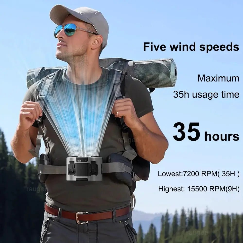 Wearable USB Clip Fan Portable Waist Mount Hands Free Cooling On The Go