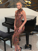 Weird Puss Hole Dress Provocative Colorful Bodycon Style