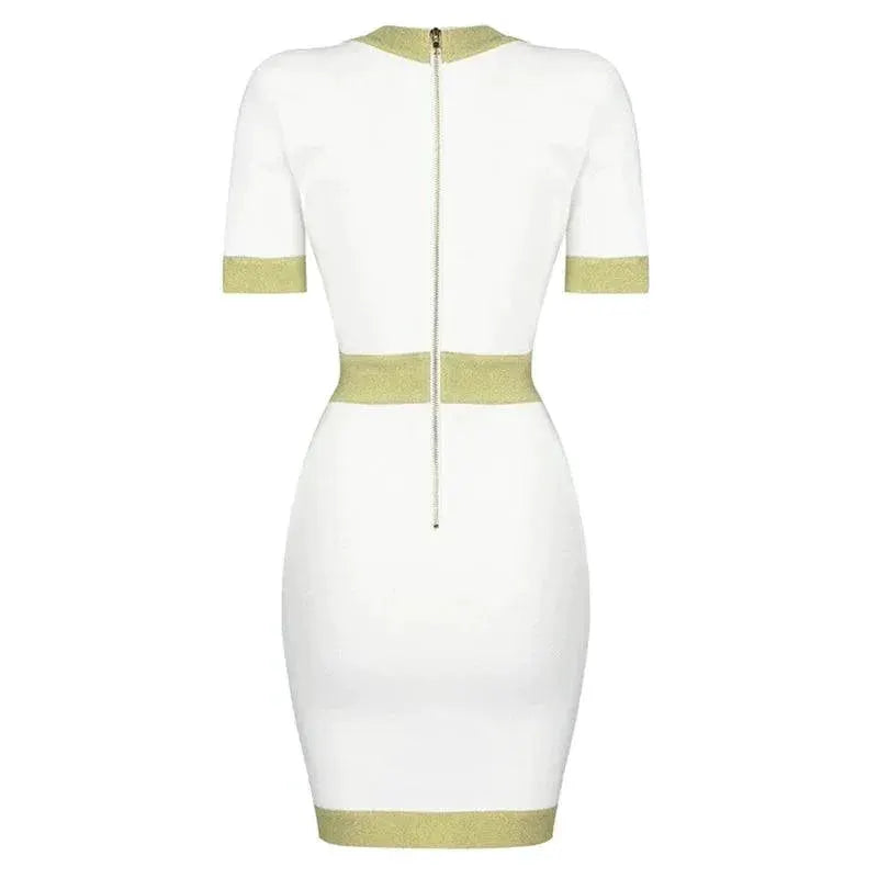 White Bandage Dress Sexy Short Sleeve Statement Piece