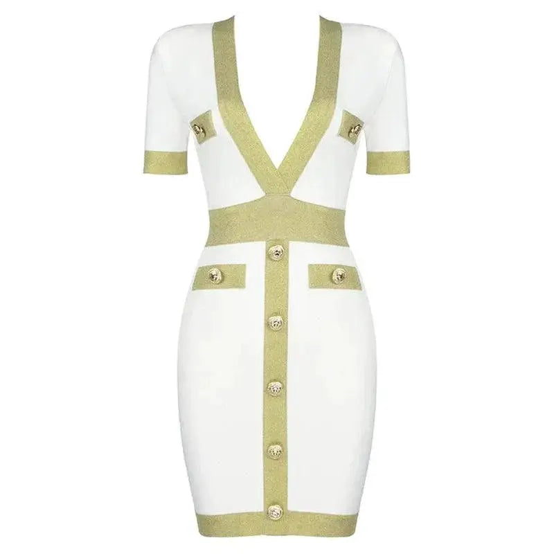 White Bandage Dress Sexy Short Sleeve Statement Piece