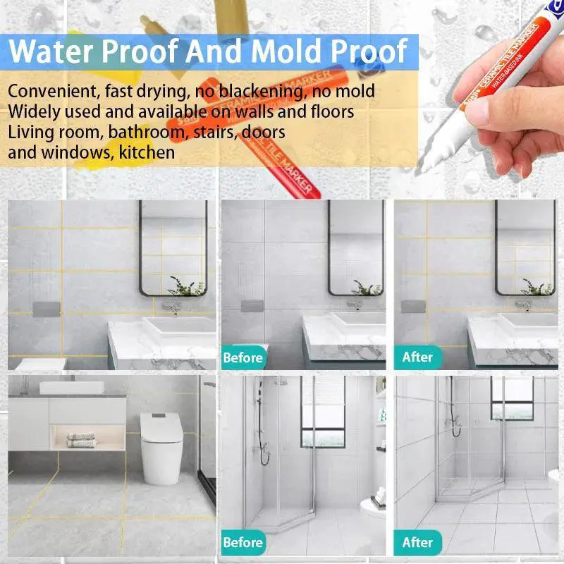 White Ceramic Tile Grout Paint Pens Waterproof Marker Set