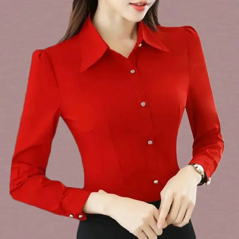White Chiffon Blouse for Women Office Attire Workwear