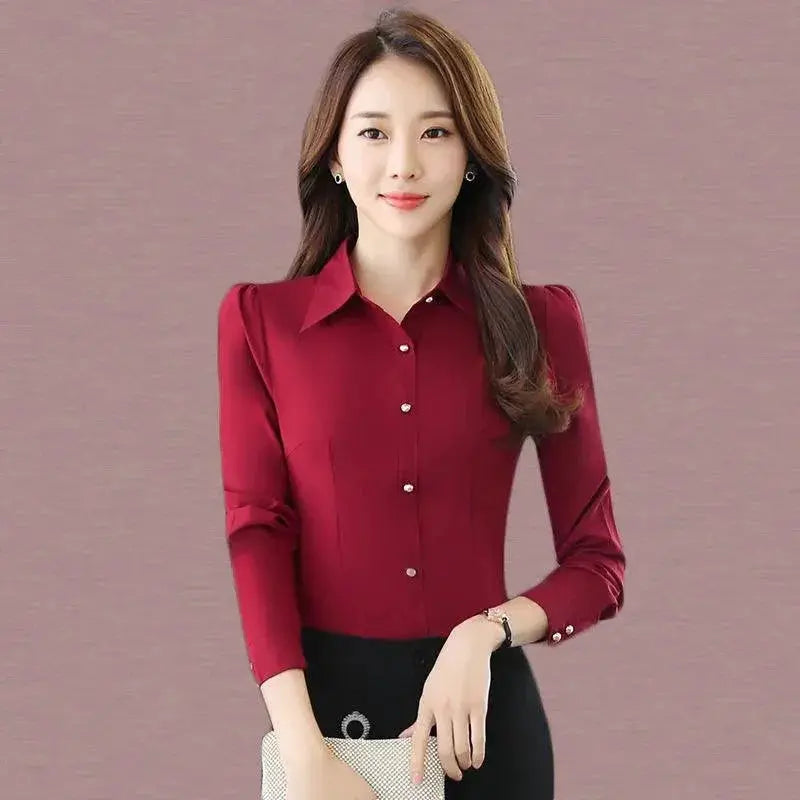 White Chiffon Blouse for Women Office Attire Workwear