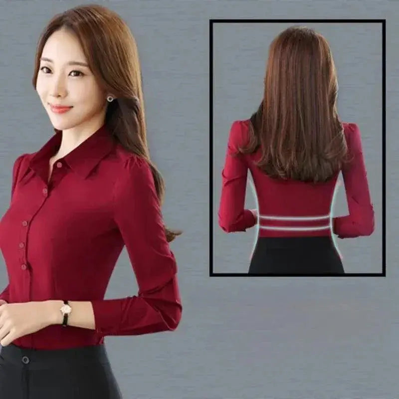 White Chiffon Blouse for Women Office Attire Workwear