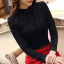 White Jacquard Stitched Shirt Stylish Office Lady Blouse