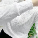 White Jacquard Stitched Shirt Stylish Office Lady Blouse