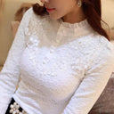 White Jacquard Stitched Shirt Stylish Office Lady Blouse