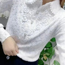 White Jacquard Stitched Shirt Stylish Office Lady Blouse