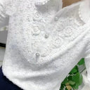 White Jacquard Stitched Shirt Stylish Office Lady Blouse