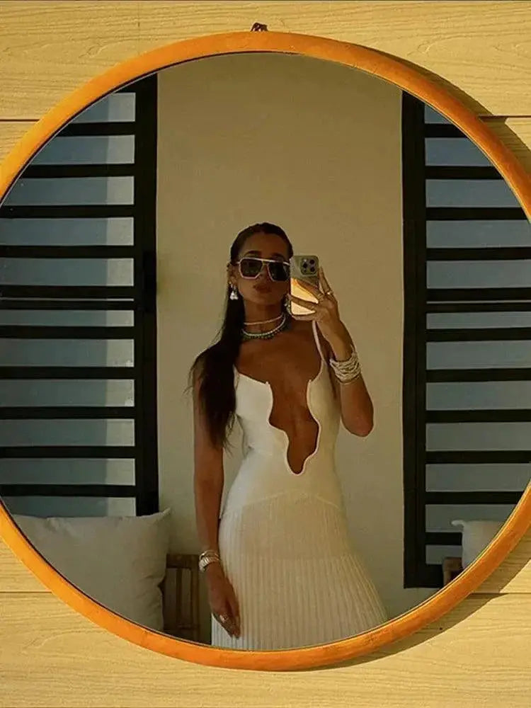 White Knit Beach Dress Chic Sleeveless Statement Piece