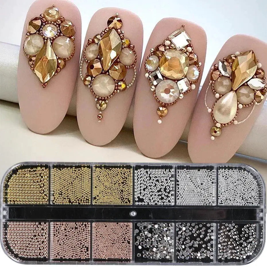 White Pearl Nail Art Rhinestones Set for DIY Nails